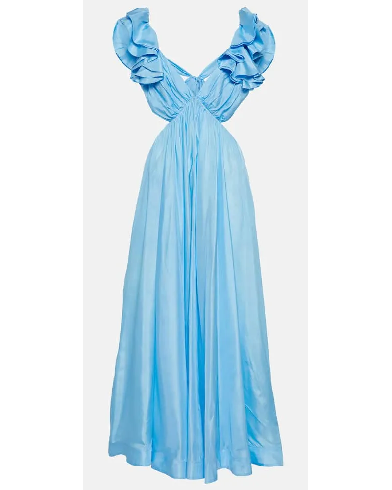 Zimmermann Maxikleid Halcyon aus Seide Blau