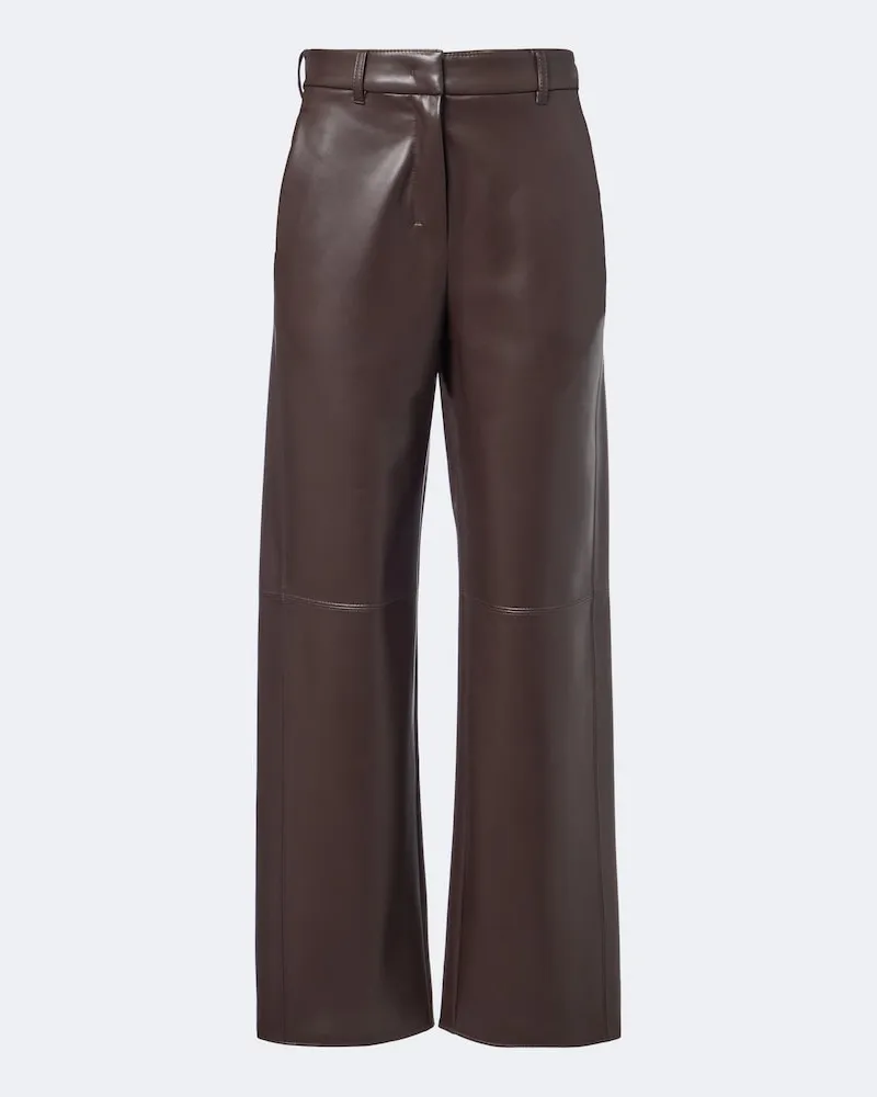 Max Mara Beschichtete weite Hose aus Jersey Braun