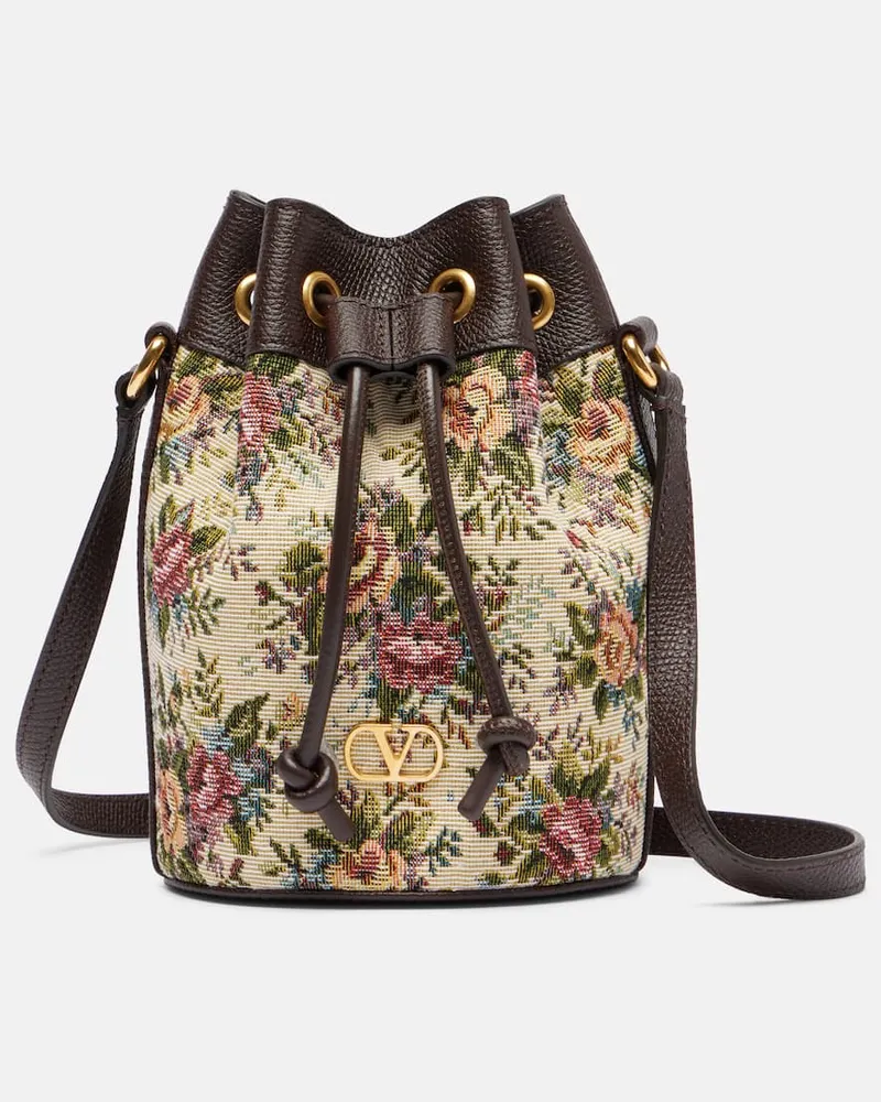 Valentino Garavani Bucket Bag VLogo Signature Small aus Canvas Multicolor