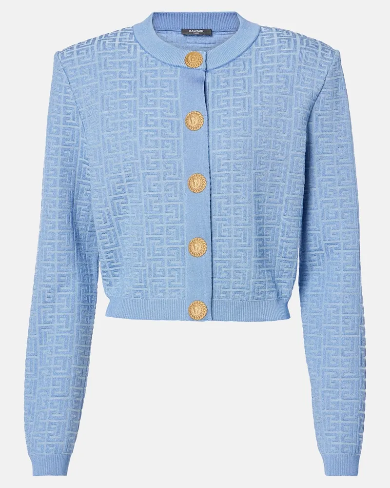 Balmain Cardigan aus Jacquard Blau