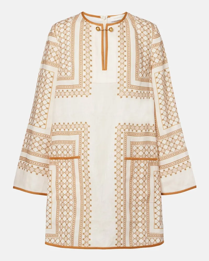 Zimmermann Bedruckte Tunika aus Leinen Beige