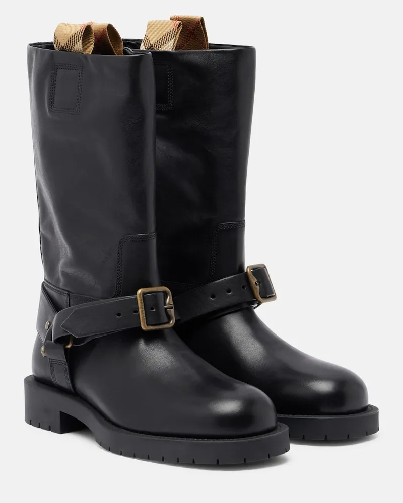 Burberry Stiefel Soft Saddle aus Leder Schwarz