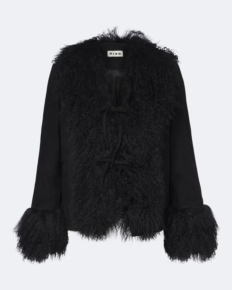 RIXO Jacke Sammy aus Veloursleder mit Shearling Schwarz
