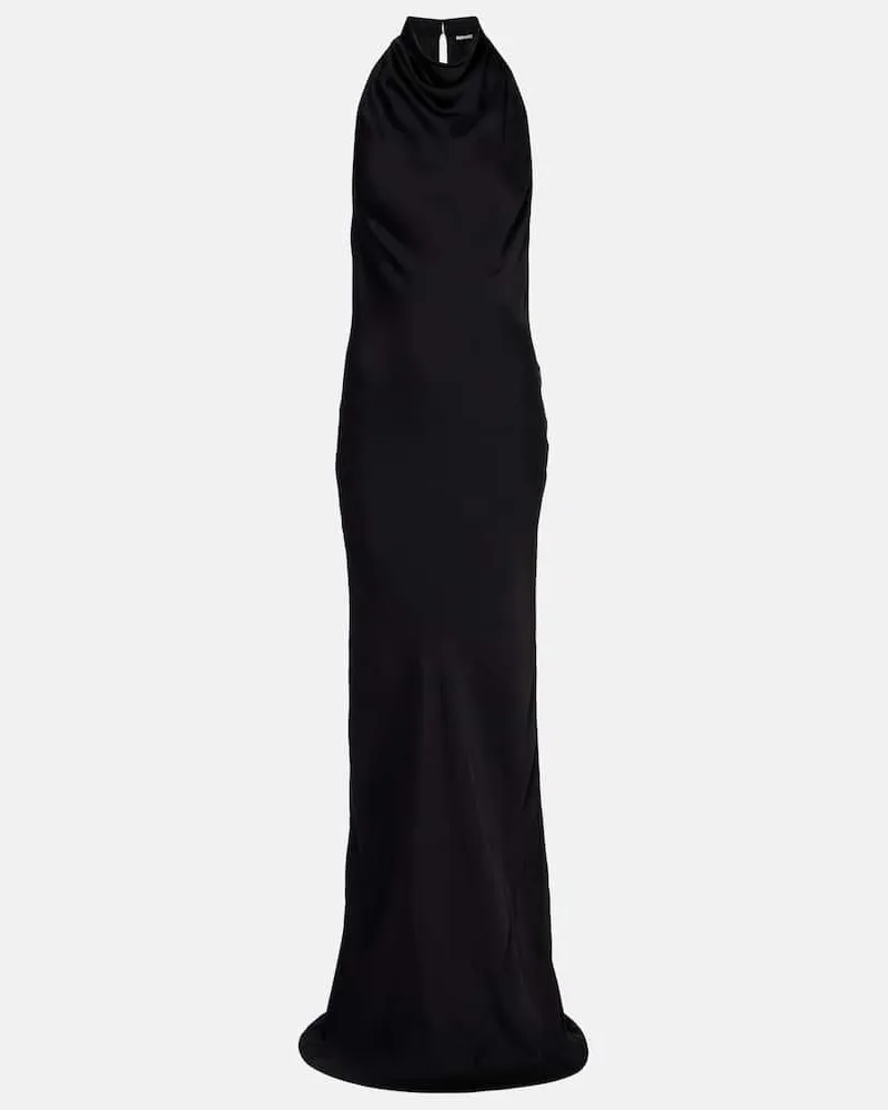 ROTATE Birger Christensen Maxikleid aus Satin Schwarz