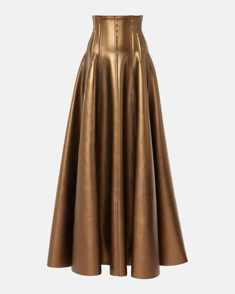 Norma Kamali Maxirock Grace aus Lederimitat Metallic