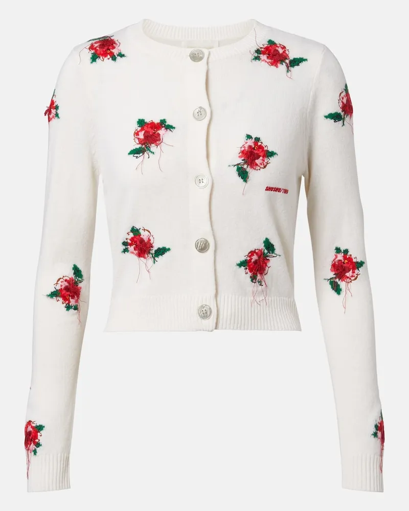 SHUSHU/TONG Cardigan aus Wolle Weiß
