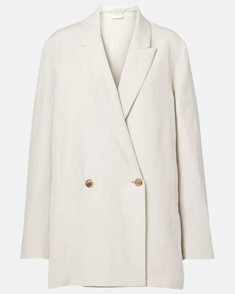 The Row Blazer Nat aus Seide und Leinen Grau