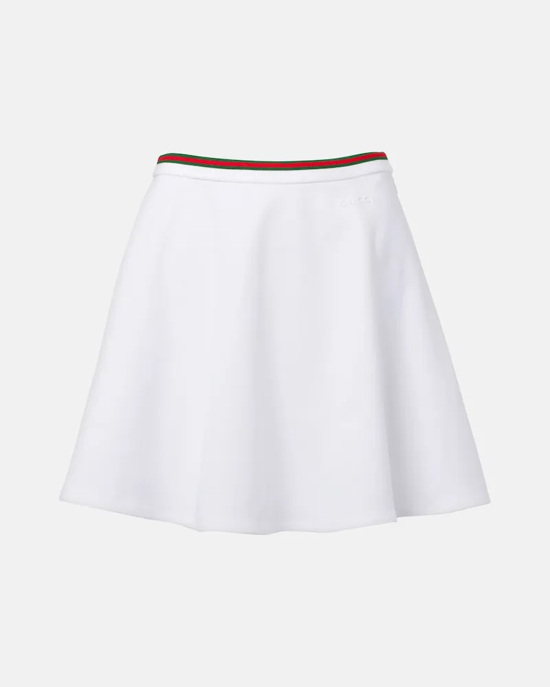 Gucci Minirock aus Baumwoll-Piqué Weiß