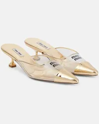 Miu Miu Mules aus Leder Gold