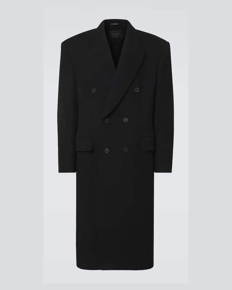 Balenciaga Mantel aus Kaschmir und Wolle Schwarz