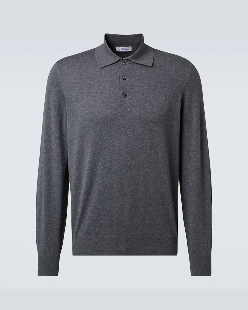 Brunello Cucinelli Polopullover aus Baumwolle Grau