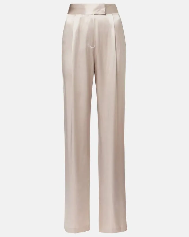 The Sei Weite High-Rise-Hose aus Seidensatin Beige