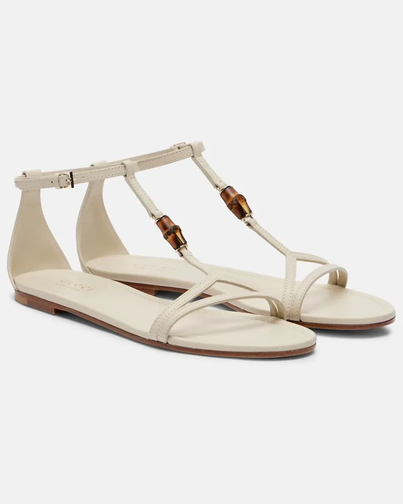 Gucci Sandalen Bamboo aus Leder Weiß