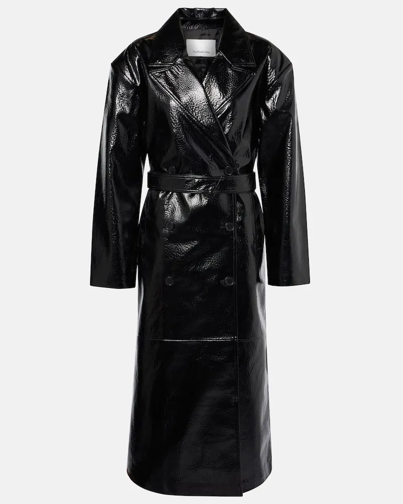 FRANKIE Shop Trenchcoat Tina aus Lederimitat Schwarz