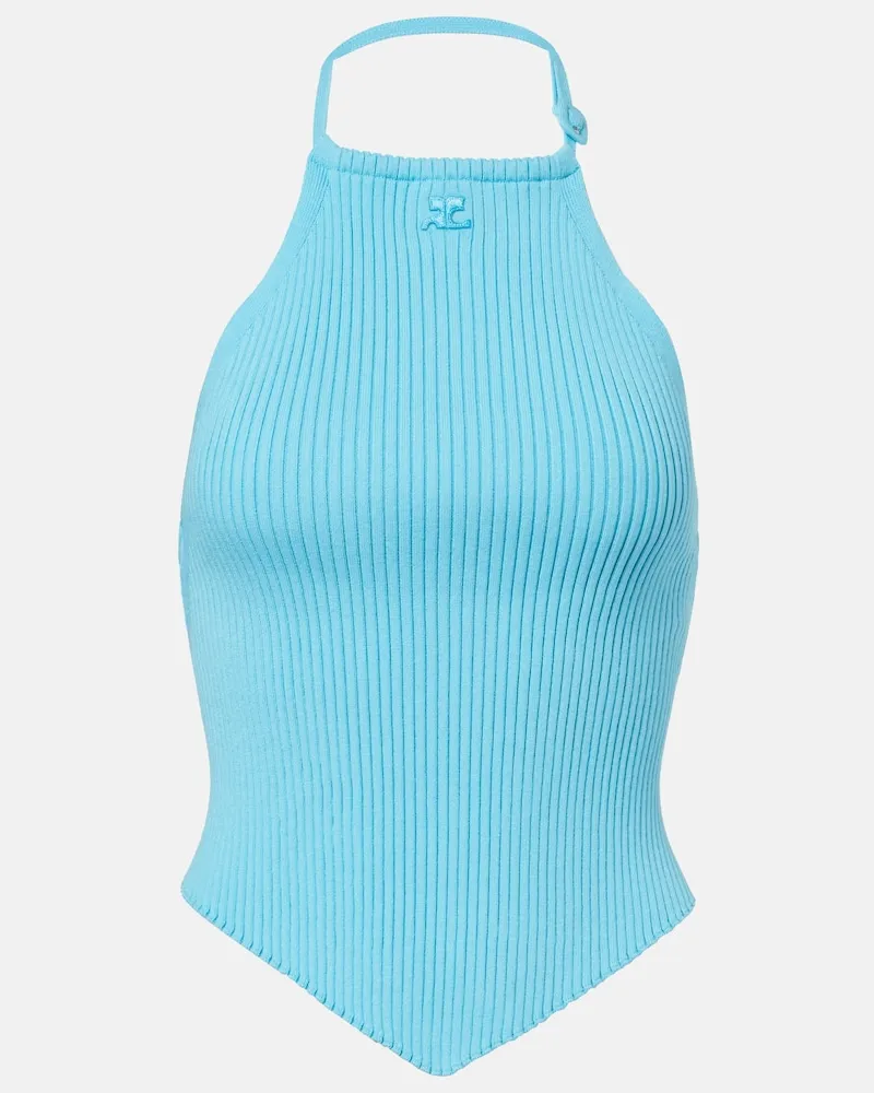 Courrèges Courrèges Top Pointy aus Rippstrick Türkis