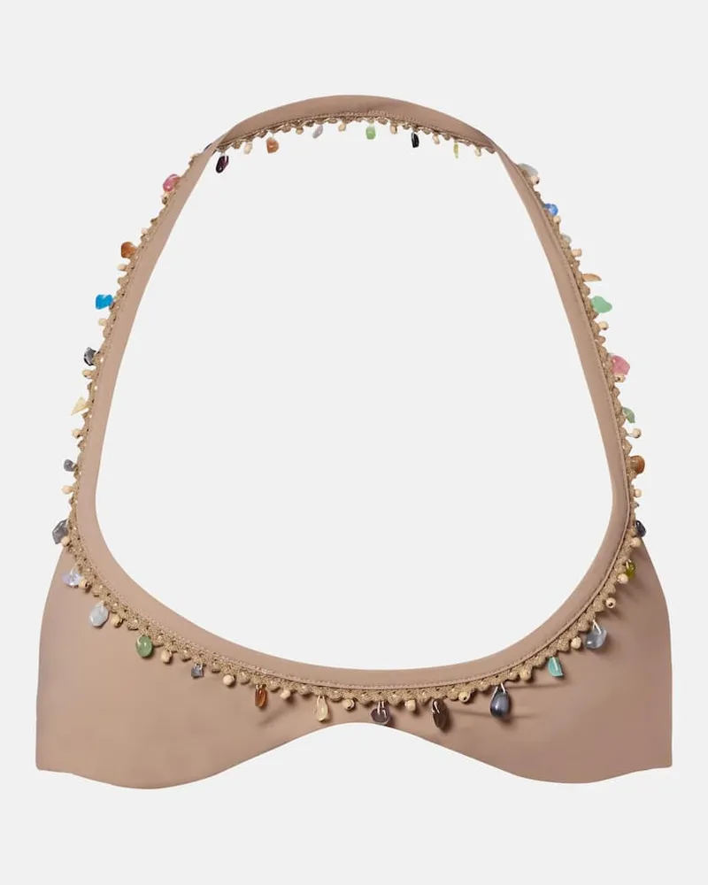 Christopher Esber Verziertes Bikini-Oberteil Beach Quartz Minuscule Braun