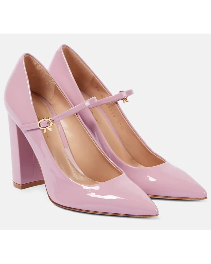 Gianvito Rossi Pumps Ribbon Jane 100 aus Lackleder Pink