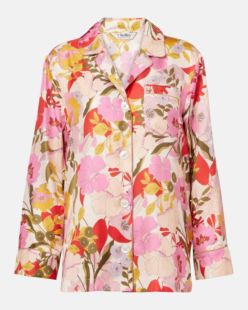 Max Mara Bedrucktes Hemd Alan aus Seidensatin Multicolor