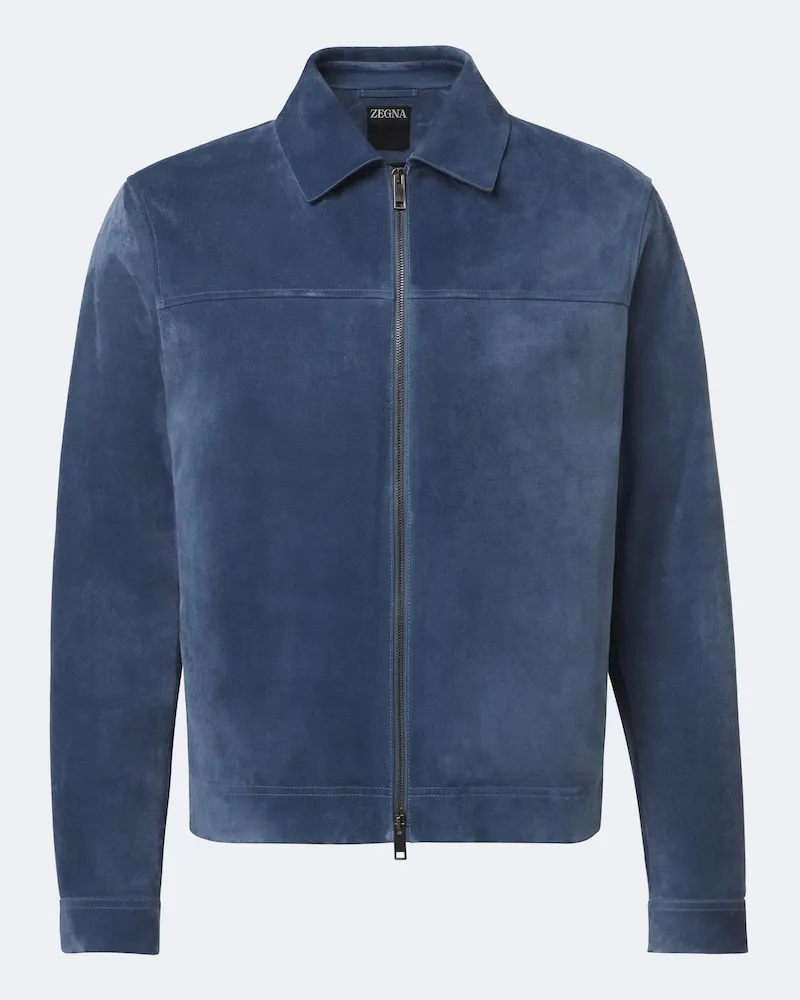 Ermenegildo Zegna Jacke aus Veloursleder Blau