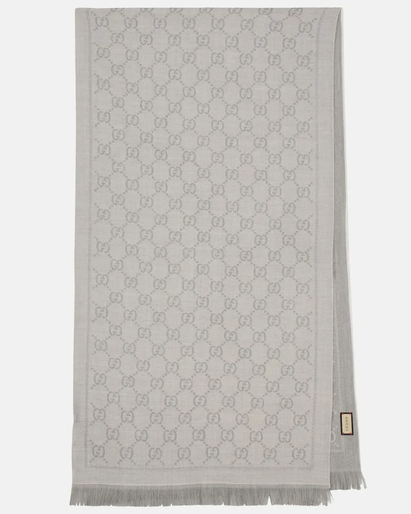 Gucci Schal GG aus Woll-Jacquard Weiß