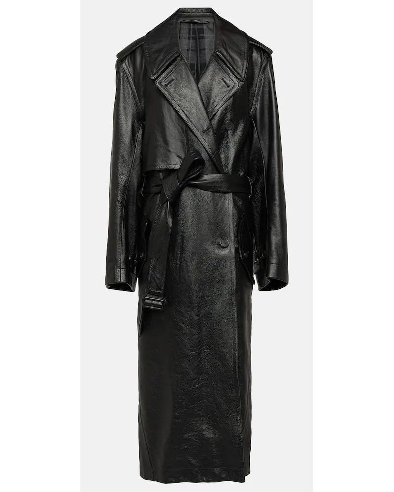 Balenciaga Trenchcoat Cocoon aus Leder Schwarz