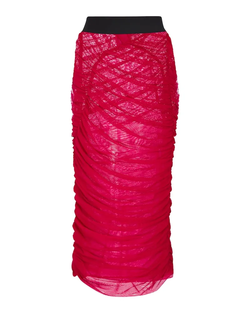 Dries van Noten Midirock aus Mesh Pink