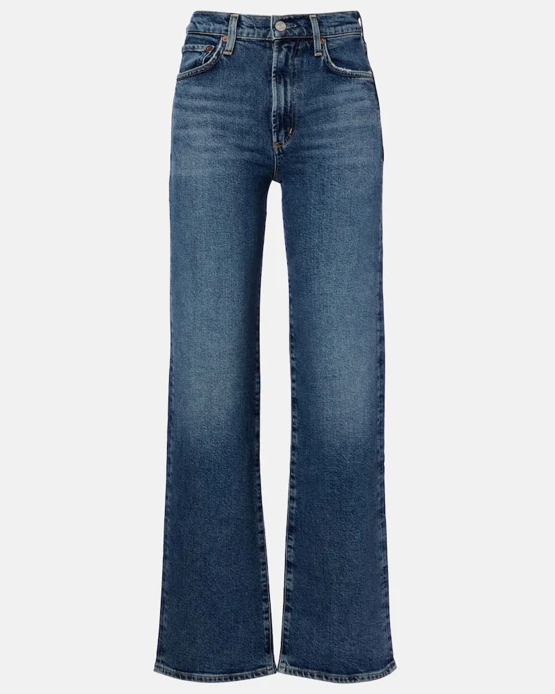 AGOLDE Mid-Rise Straight Jeans Harper Blau