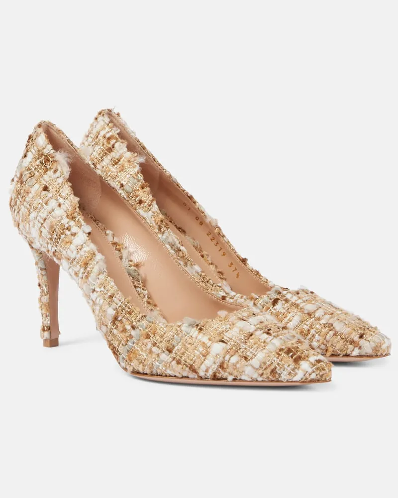Gianvito Rossi Pumps Pointy aus Bouclé Rosa
