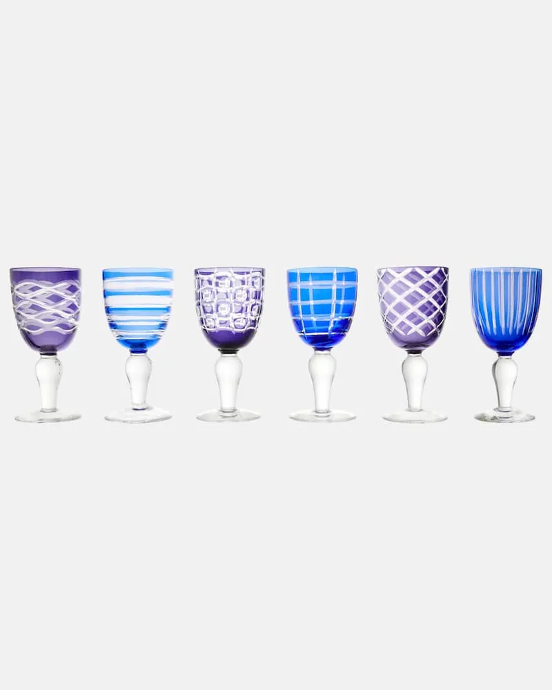 POLSPOTTEN Set Cobalt aus sechs Weingläsern Blau