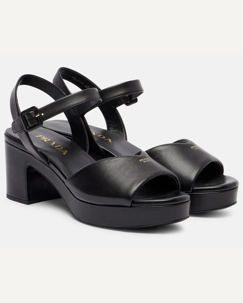 Prada Plateausandalen aus Leder Schwarz