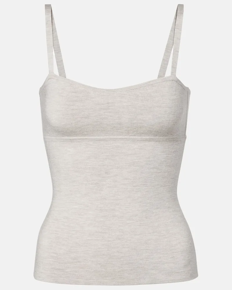 Max Mara Top Mxmepica aus einem Wollgemisch Beige