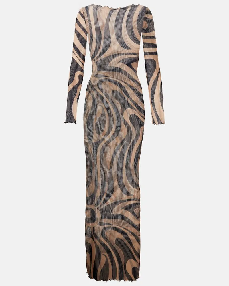 Emilio Pucci Maxikleid Marmo aus Mesh Multicolor