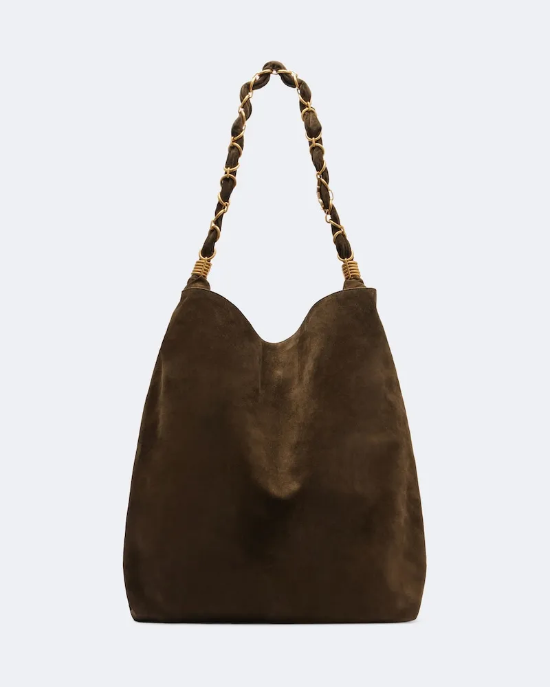 Saint Laurent Shopper Amalia aus Veloursleder Braun