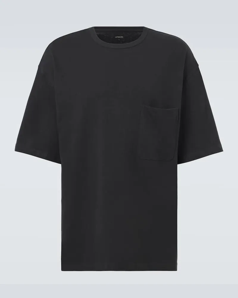 Christophe Lemaire T-Shirt aus Baumwolle und Leinen Schwarz