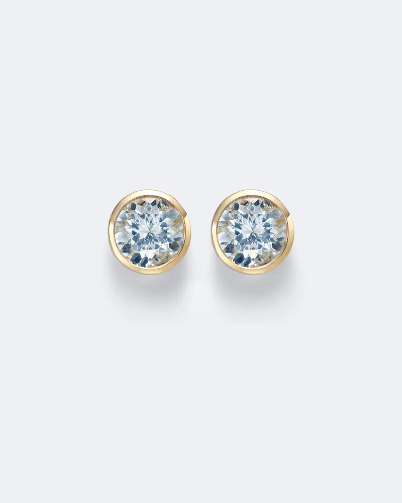 Sydney Evan Ohrringe Icon aus 14kt Gelbgold mit Aquamarinen Blau