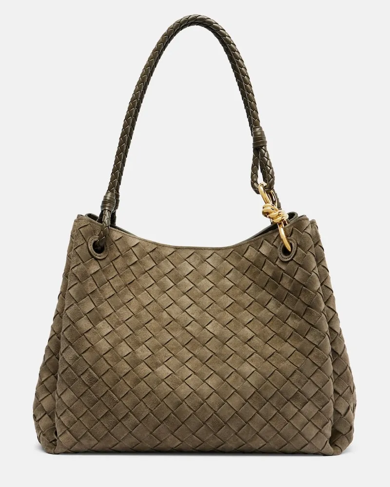 Bottega Veneta Tote Bag Parachute Large aus Veloursleder Grün