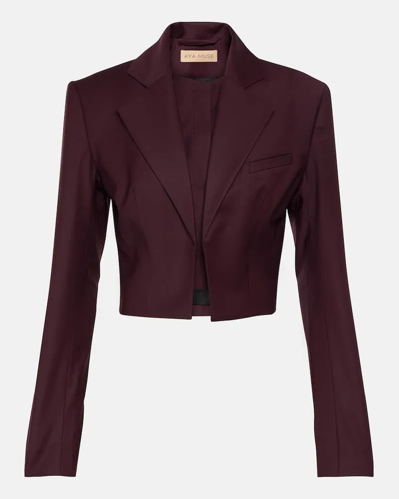 Aya Muse Cropped-Blazer Sylva aus Wolle Burgunderrot