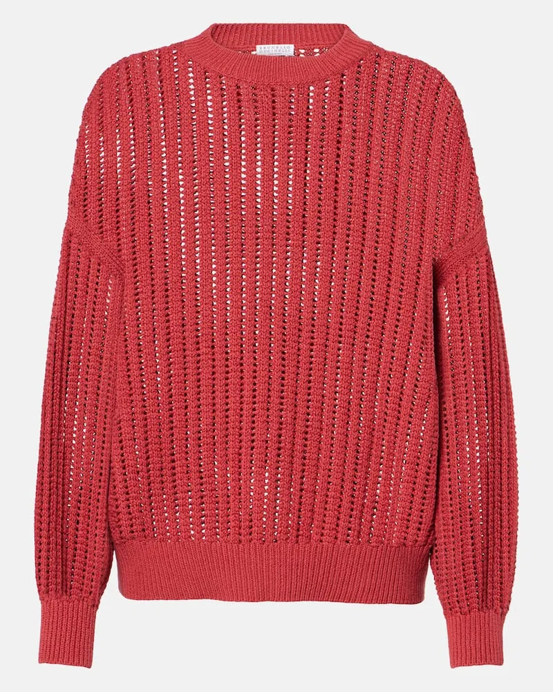 Brunello Cucinelli Pullover aus Baumwolle Rot