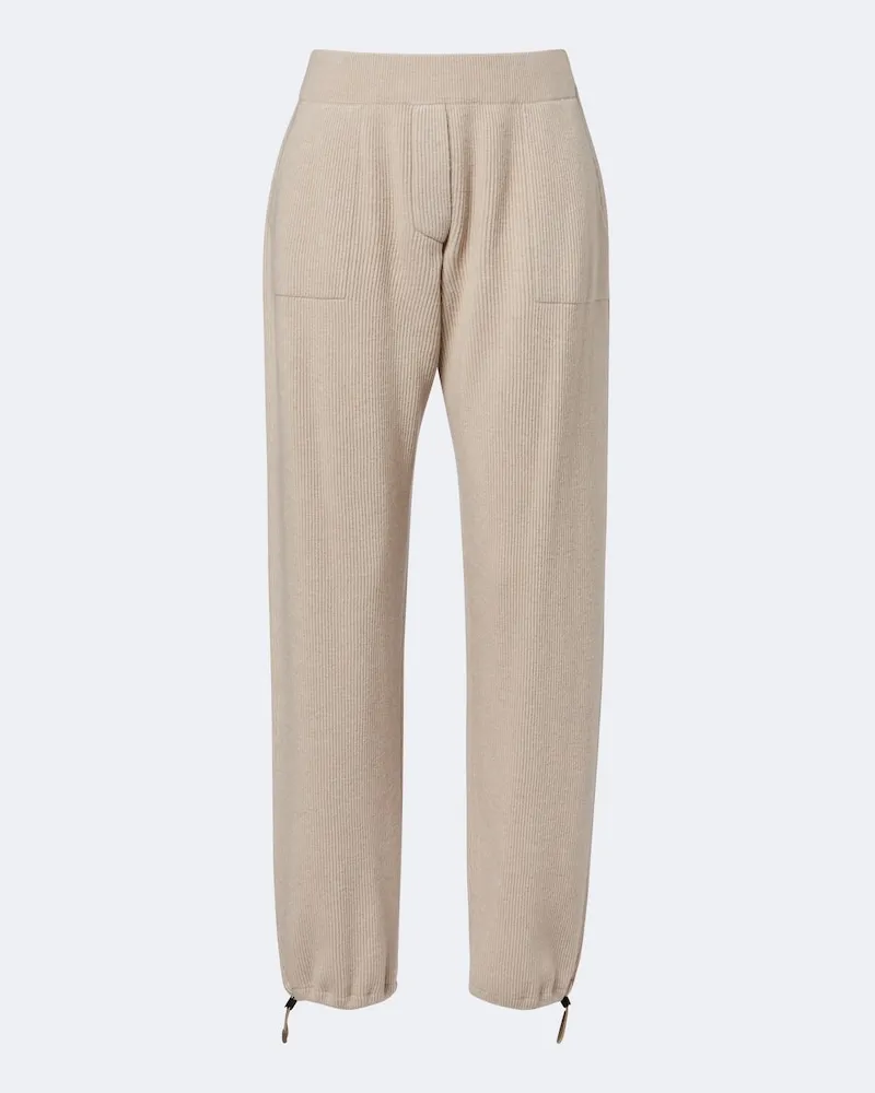 Brunello Cucinelli Gerade Hose aus Wolle, Kaschmir und Seide Beige