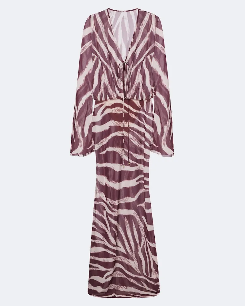 BANANHOT Bedrucktes Maxikleid Nema Burgunderrot