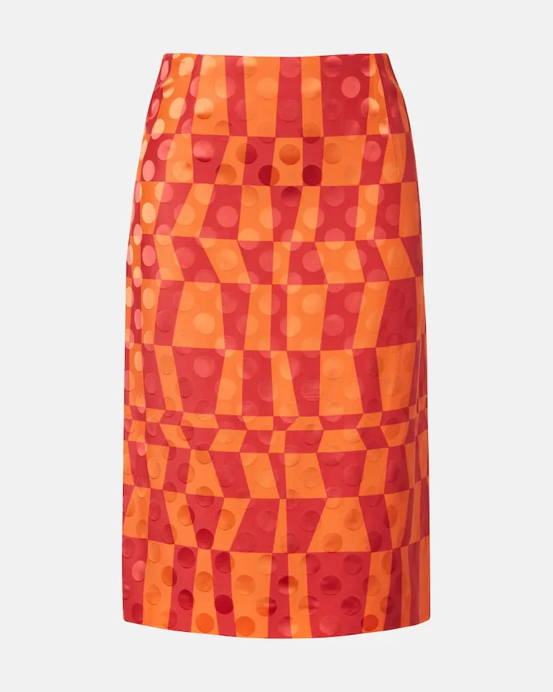 Dries van Noten Midirock aus Satin-Jacquard Orange