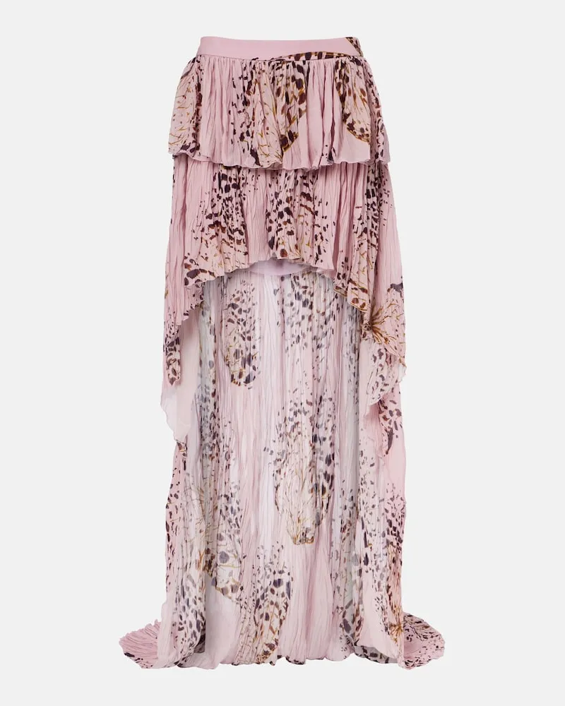 Blumarine Maxirock aus asymmetrischem Georgette mit Print Rosa