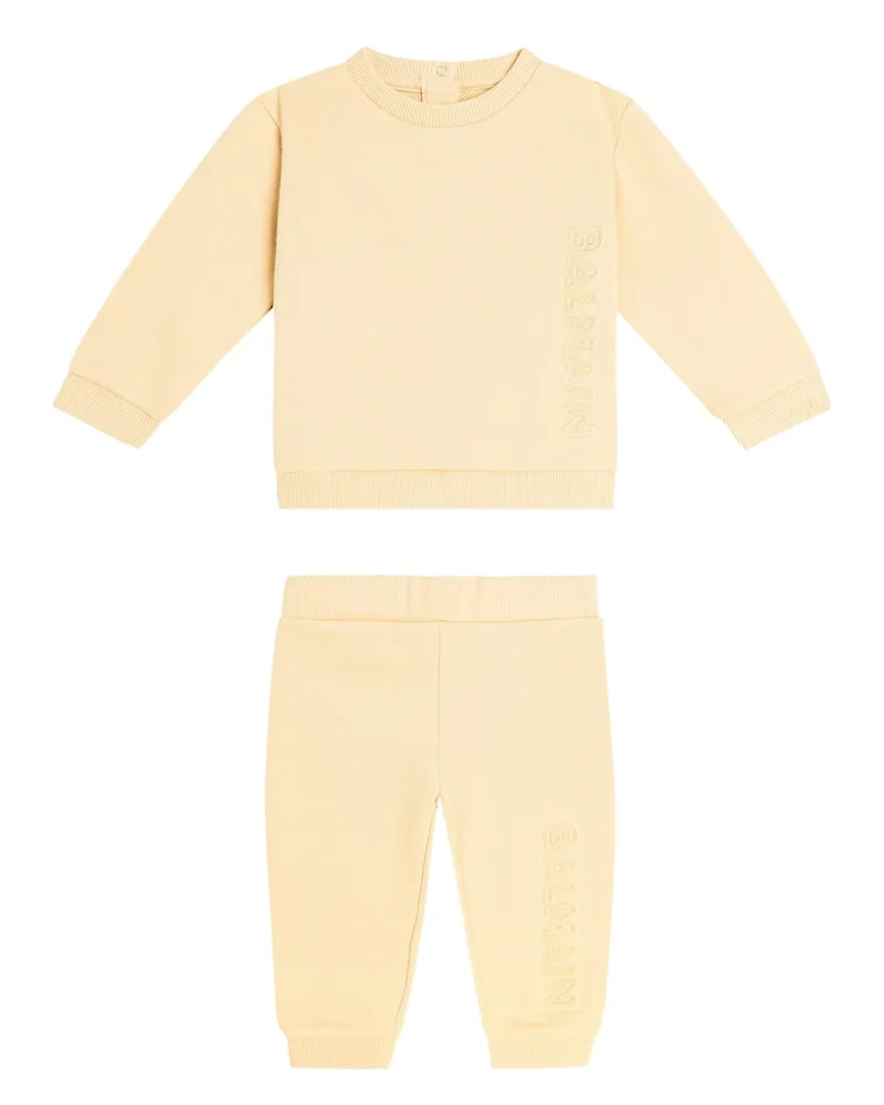 Balmain Baby Set aus Sweatshirt und Jogginghose Beige