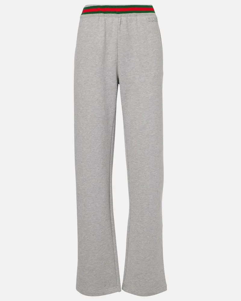Gucci Jogginghose Web Stripe aus Baumwoll-Jersey Grau