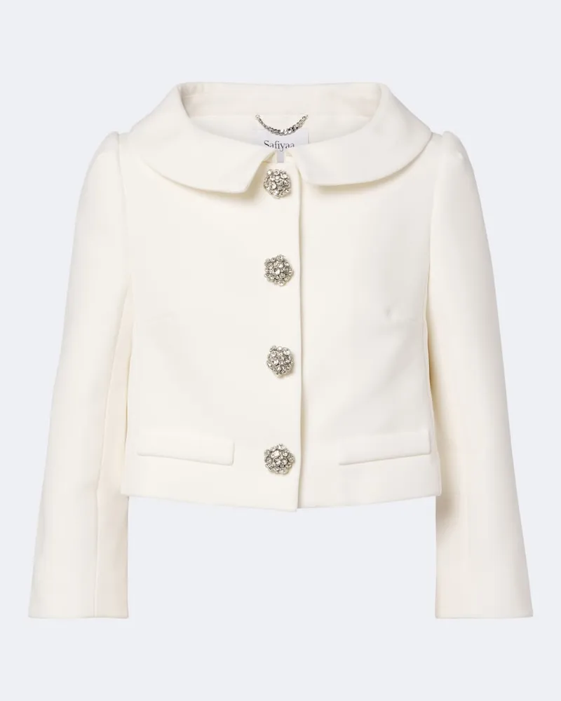 Safiyaa Bridal Cropped-Jacke Brigitta aus Crêpe Weiß
