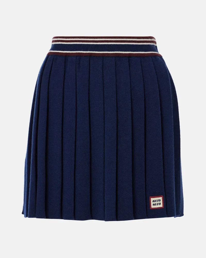 Miu Miu Minirock aus Wolle und Kaschmir Blau
