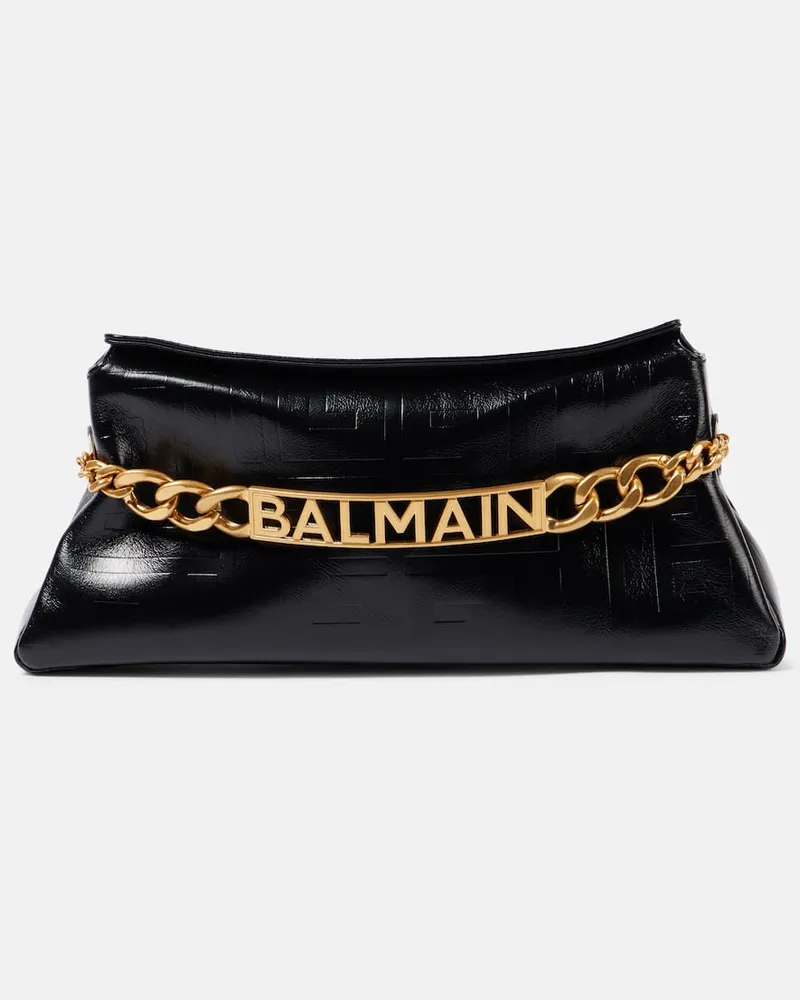 Balmain Clutch 1945 PB aus Leder Schwarz