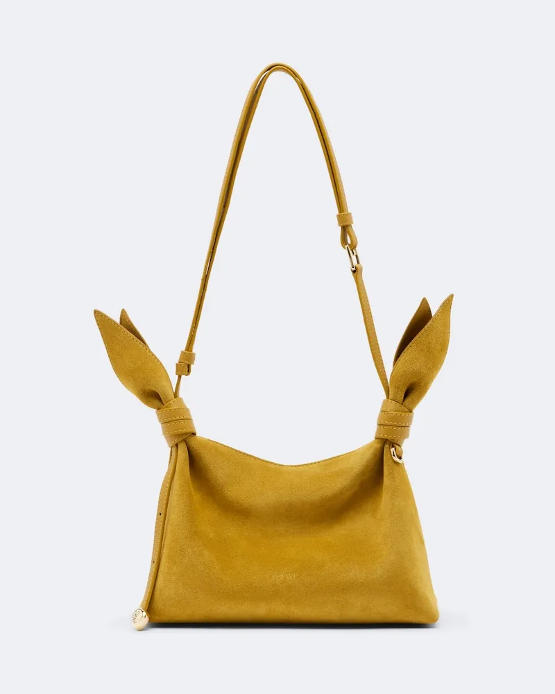 Loewe Schultertasche Scarf Mini aus Veloursleder Gelb
