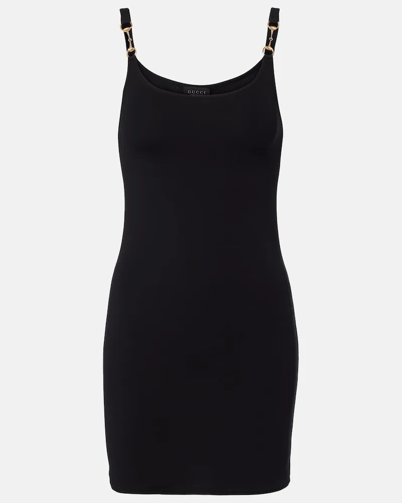 Gucci Minikleid Horsebit aus Jersey Schwarz