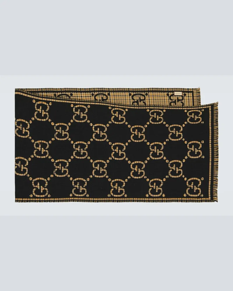 Gucci Schal GG aus Woll-Jacquard Schwarz